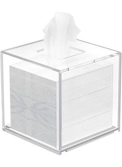 Buy LAMSIT IBDAA - Acrylic Tissue Box | Holder Case Storage Case | Mirror Box | Napkin Holder Organizer (Square (14x14x14 cm), Clear) in UAE