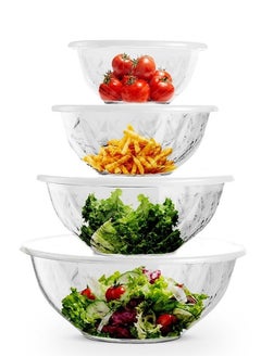 Buy HEXAR® Set of 4 Acrylic Salad Bowls with Lids, 4pc Set of Tableware Non-Toxic Mixing Bowls Various Sizes Serving Bowls for Fruit, Salad, Popcorn, Chips, Desserts, Party Snacks in UAE