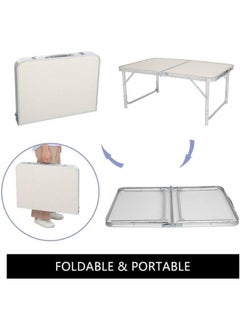 Buy Portable Folding Table, Heavy Duty Folding Picnic Table, Adjustable Height for Indoor Outdoor, Garden, Kitchen, BBQ, Dining (120X60X70cm) in Saudi Arabia