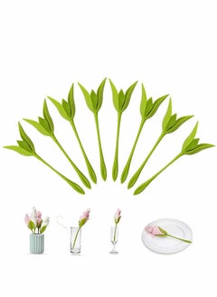 Buy Napkin Holders Design Bloom Napkin Holders for Tables, Green Stemmed Plastic Twist Flower Buds Serviette Holders Arrangements Folders Bloom Flowers Floral Green Design for Tables 8 Pack in UAE