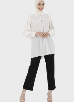 Buy Tie Neck Cuff Detail Tunic in UAE