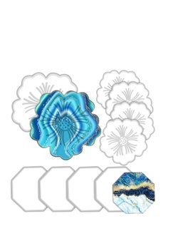 اشتري مجموعة قوالب راتينج السيليكون المكونة من 8 قطع تتضمن 4 صواني زهور وقوالب صب الإيبوكسي المثمن لصنع الوقايات ، أعمال فنية ذاتية الصنع ، ديكور منزلي في السعودية