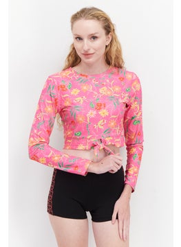 Buy Women Floral Print Rash Guard Swimwear, Pink Combo in Saudi Arabia