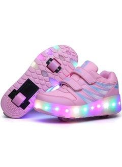 Buy Kid Roller Skates Shoes,Kid Skateboarding Shoes,LED Light Up Shoes,USB Rechargealbe Shoes,Outdoor Slip Skates Shoes Pink in Saudi Arabia