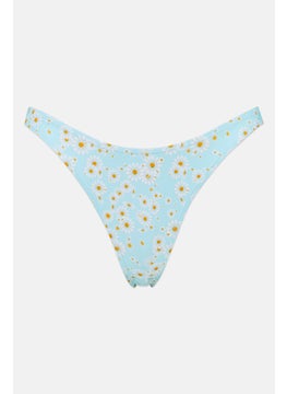 Buy Women Floral Print Pull On Bikini Bottom, Blue in UAE