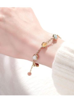 Buy 14K Gold Plated Delicate Multi Color Crystal Bracelet for Girls Women Valentine's Day Jewelry Gifts in UAE