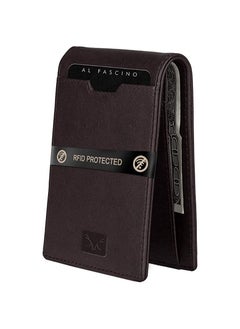 Buy AL FASCINO Brown Minimalist Slim Leather Wallet in UAE