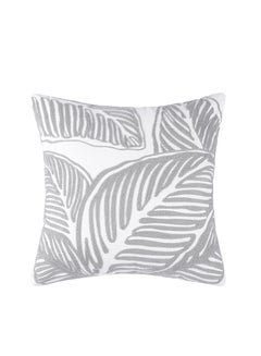 Buy Decorative leaf Embroidered Cushion Cover Grey/White 45x45Cm (Without Filler) in Saudi Arabia