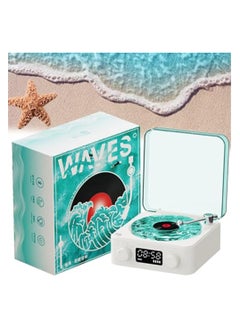 Buy The Waves Vinyl Player, 2024 New Record Player Bluetooth, Wireless Vintage Vinyl Record Player, Portable CD Player, Bluetooth Speaker with Ambient Light for Bedroom, Office, Party (Color : White) in UAE