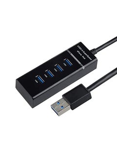 Buy 4-port USB 3.0 ultra high-speed hub, durable, high speed, black in Saudi Arabia