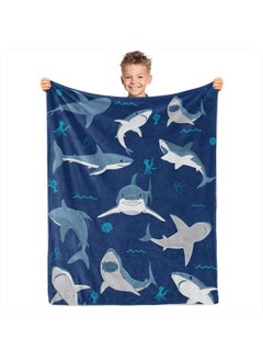 اشتري Shark Blanket, Baby Shark Blanket for Boys, Soft Warm Lightweight Fleece Blanket for Kids, Blue Shark Throw Blanket Gift for Shark Lovers Decor for Bedroom Sofa Couch All Seasons (50"x60") في الامارات