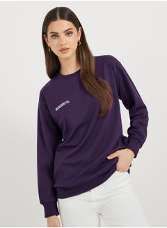 Buy Regular Fit Longline Slogan Sweatshirt in Saudi Arabia