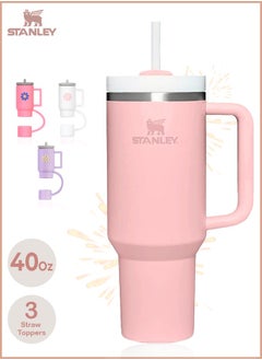 Buy Stanley Quencher H2.0 Flow State 40oz Rose Gold Stainless Steel Vacuum Insulated Tumbler with Lid, 2 Straw and 3 Straw Stoppers for Water and Iced Tea, Cold Retention in Pack of 1 & 2 in UAE