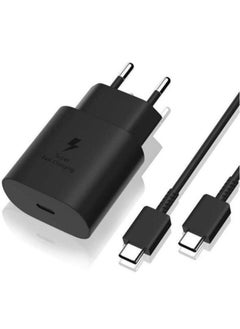 Buy Super Fast Charging Travel Adapter With USB Type-C To USB Type-C Cable 45W For Samsung Devices Black in Egypt