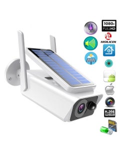 Buy Wireless Solar WiFi Camera 4MP HD Outdoor Bullet IP Camera iCSee APP Battery Powered Smart Home Security Camera PIR Detection in UAE