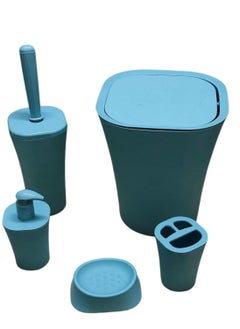 اشتري Turkish Made Five Piece Bathroom Set in Turquoise Enhance your bathroom with this elegant five-piece set, في مصر