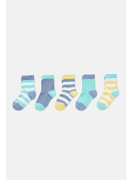 اشتري Toddlers Girl 5 Pieces Stripe Cotton Socks, ,Mint and Grey Combo في الامارات