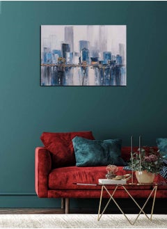 Buy Framed Canvas Wall Art Stretched Over Wooden Frame, Brooklyn Bridge Landscape Orientation Oil Painting, For Home, Living Room, Office Decor in Saudi Arabia