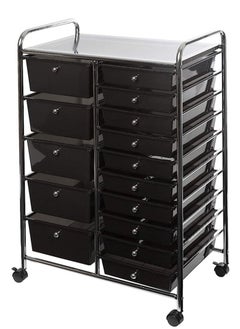 Buy Zenments, 15-Drawer Organizer Cart, Black, W64xD39xH97cm, ZEN-256 in UAE