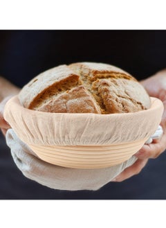 Buy 1 Pcs Complete Banneton Bread Proofing Basket Set, 9-inch Round Rattan Bowl with Liner Baking Supplies for Artisan Sourdough Bread Making in UAE