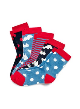 اشتري Toddlers Boy 5 Pairs Graphic Socks, Red/Blue Combo في الامارات