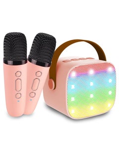 اشتري Mini Karaoke Machine for Kids Adult,Mini Portable Bluetooth Speaker with 2 Microphones and LED Lights,  Gifts for Girls Age 3 To 9(Pink) في السعودية