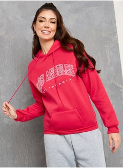 Buy Regular Fit Slogan Text Print Hoodie in Saudi Arabia