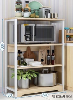Buy 4 Layer Kitchen Shelf Wooden Microwave Oven Storage Rack in UAE
