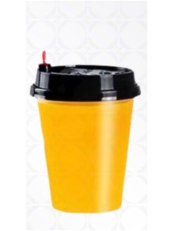 Buy A Set Of Disposable Plastic Cups With A Lid, Consisting Of 50 Pieces, With A Capacity Of 12OZ in Saudi Arabia