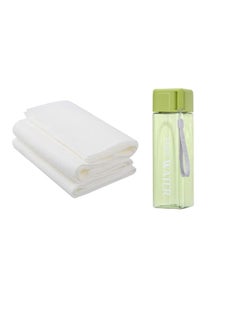 Buy Back To School Combo Pack Water Bottle 500Ml With Disposable Towel Pack Of 3 Green in UAE