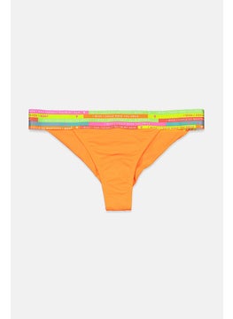 Buy Women Printed Swim Bikini Bottom, Neon Orange in Saudi Arabia