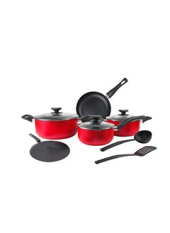 اشتري 10 Piece Nonstick Cookware Set, Nonstick Coating For Cooking, Casserole With Lid, Frying Pan, Saucepan, Tawa Kitchen Tools في السعودية