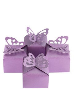 اشتري 50pcs Purple Butterfly Favor Boxes,  Peal-gloss Decoration Gift Box, Butterfly Candy Box Decoration Party Birthday  Wedding Small Gift Boxes, Purple(2.4 X 2.4 X 2.2 Inch) في الامارات