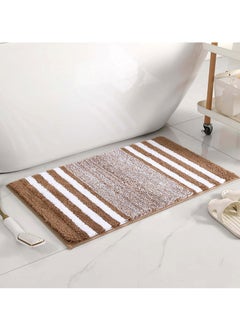 اشتري Bathroom Rugs Bath Mat 40x60cm Non-Slip Fluffy Soft Plush Microfiber Shower Carpet Rug Machine Washable Quick Dry Ultra Bath Mats for Tub Bathroom and Shower Champagne. في الامارات