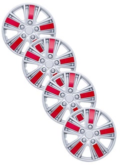 Buy Pack of 4 EM-3133 Taiwan Wheel Cover | 14" Inch | Silver Red Universal Nested Style in UAE