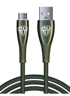 Buy USB Type-C Fast Charging Cable QC3.0 100cm 3A Green Colour in UAE