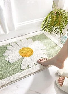 Buy Bathroom Floor Rugs Non Slip Bathroom Doormat Absorbent Bathroom Door Entrance Mat Daisy Bath Rug Ultra Soft Fluffy Micro Fibre Plush Carpet Machine Washable in UAE