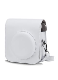 Buy PU Leather Camera Case Compatible with Instax Mini 12 Instant Camera with Adjustable Strap and Pocket White Storage Bag in UAE