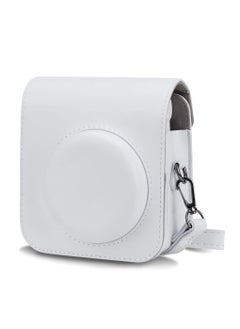 Buy PU Leather Camera Case Compatible with Instax Mini 12 Instant Camera with Adjustable Strap and Pocket White Storage Bag in UAE