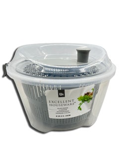 اشتري Salad Spinner With Bowl, Colander & Built-in Draining System - Grey في الامارات