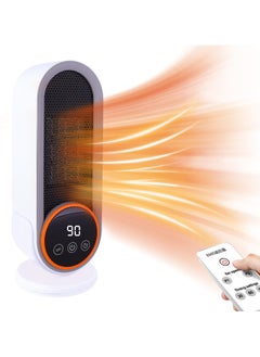 اشتري Portable PTC Electric Space Heater with Remote Control, 500W/1200W, 4 Heating Modes, Timer and Safety Features, Fast and Quiet Heating for Home, Office and Bedroom في الامارات