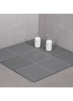 Buy 9 Pieces Non-Slip Shower Stall Mat with Drain Holes - Durable Plastic Carpet for Home Bathroom - DIY Bathroom Accessory in UAE