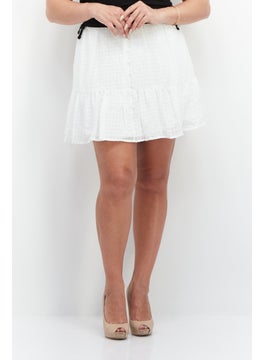 اشتري Women Ruffle Mini Skirt, White في الامارات