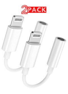 اشتري 2-Pack Lightning to 3.5mm AUX Jack Adapter for iPhone – White, Headphone Converter Cable في الامارات