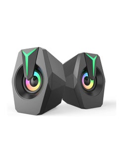 Buy Computer Speakers 2.0 USB Powered Gaming Speakers with RGB LED Light Woofer Speakers 3.5mm Aux Input Stereo Mini Multimedia Speaker for PC Desktop Laptop Cellphone Monitor 2Pcs Black in UAE