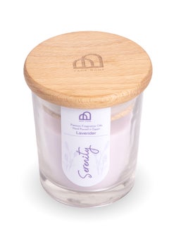 Buy Serenity Candle By ZAHA HOME, Lavender Scented, 100 Gram Medium Cup With A Natural Wooden Lid, 1-Wick Candle, Over 35 Hours Of Burn Time, Hand Poured In Egypt. in Egypt