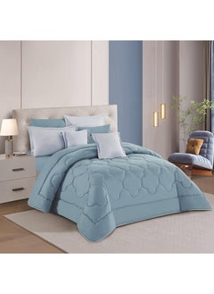 اشتري Duvet Cover Set 8 Pieces Comforter Set with Bed Skirt Quilt Cover Fitted Sheet Pillow Cover Comforter 220X240 cm King Size Mattress في الامارات