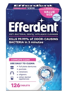 Buy Efferdent Retainer Cleaning Tablets, Denture Cleanser Tablets for Dental Appliances, Complete Clean, 126 Tablets in UAE