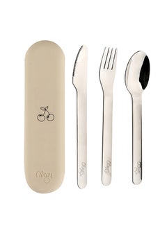 Buy Stainless Steel Baby Cutlery Set - Cream in UAE