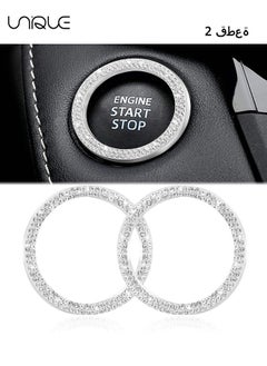 Buy 2 Pcs Car Starter Button Decorative Sticker，Crystal Rhinestone Ring for Car Decor, Bling Decor Car Emblem Sticker, Push to Start Button,Key Ignition Starter, AC Control Knobs,Gift for Her (Silver) in UAE